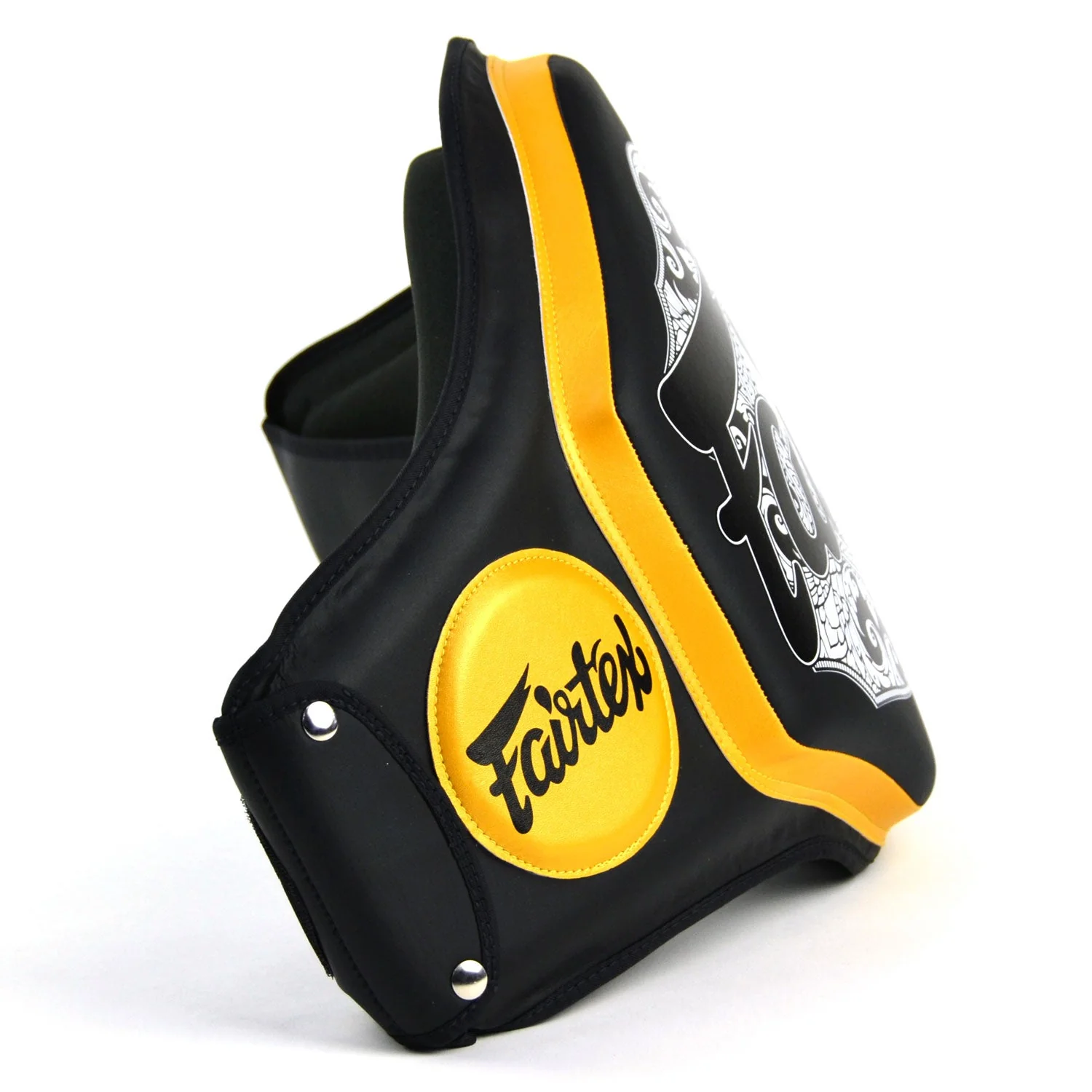 BPV3 Fairtex Microfiber Belly Pad Black-Black-Gold - Image 3