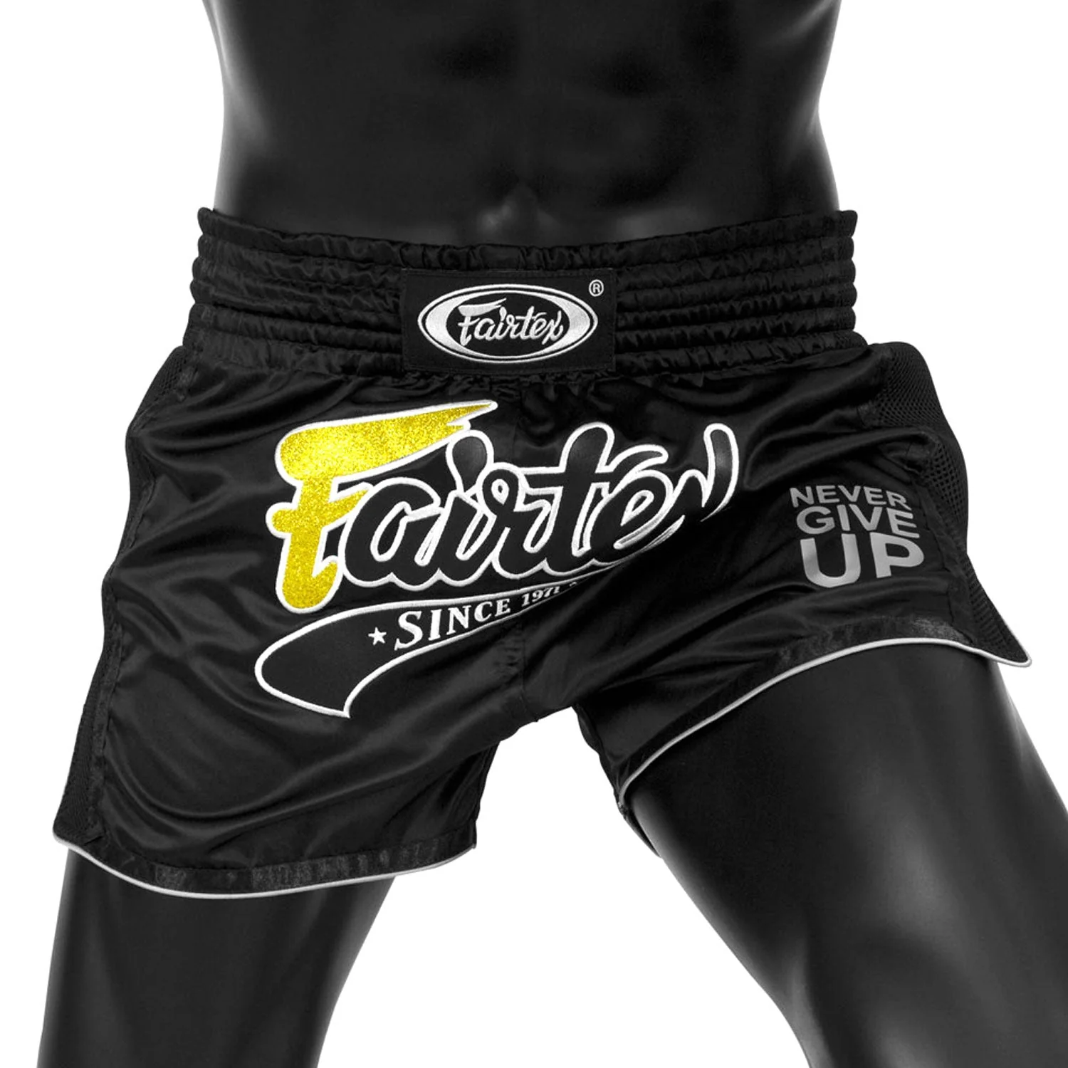 BS1708 Fairtex Slim Fit Muaythai Shorts Black - Image 3