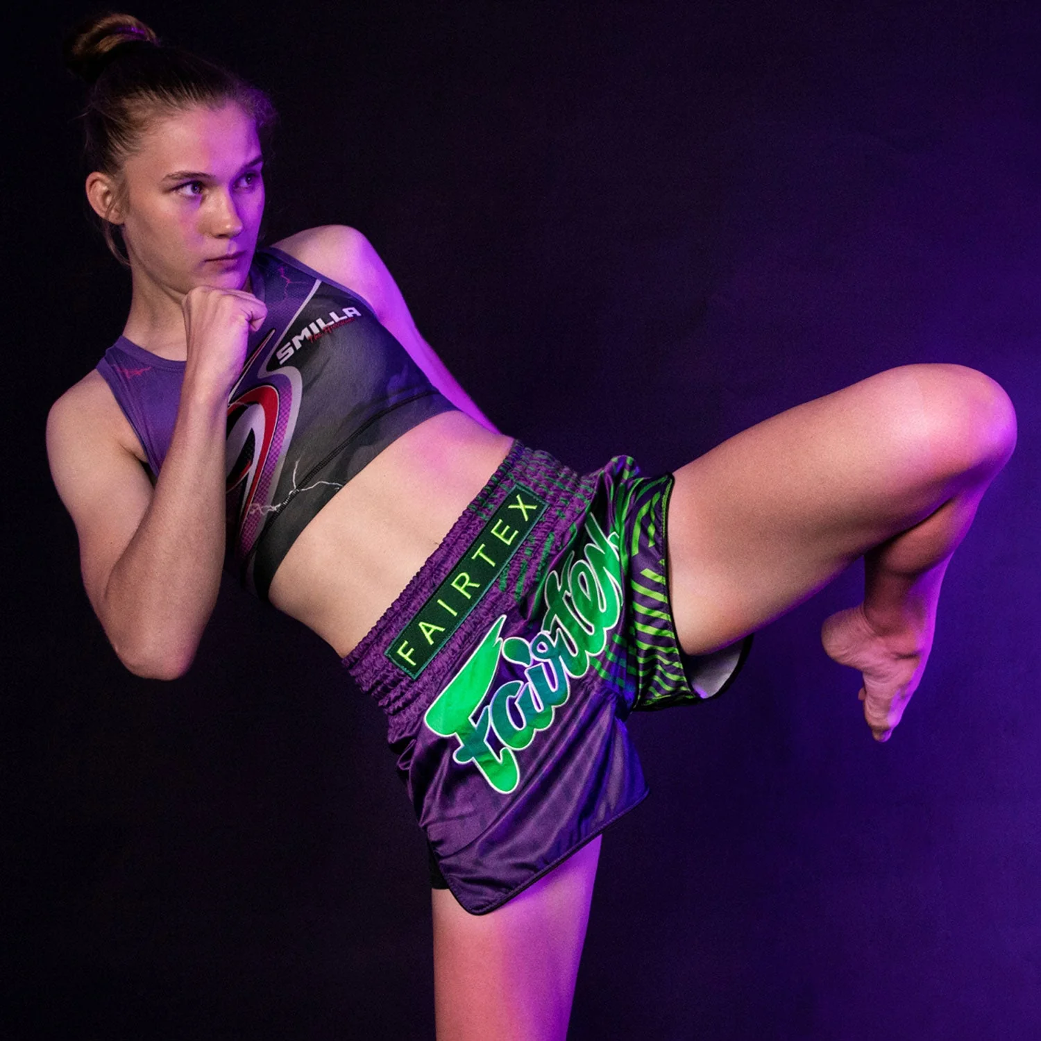 BS1922 Fairtex Racer Muaythai Shorts Purple - Image 5