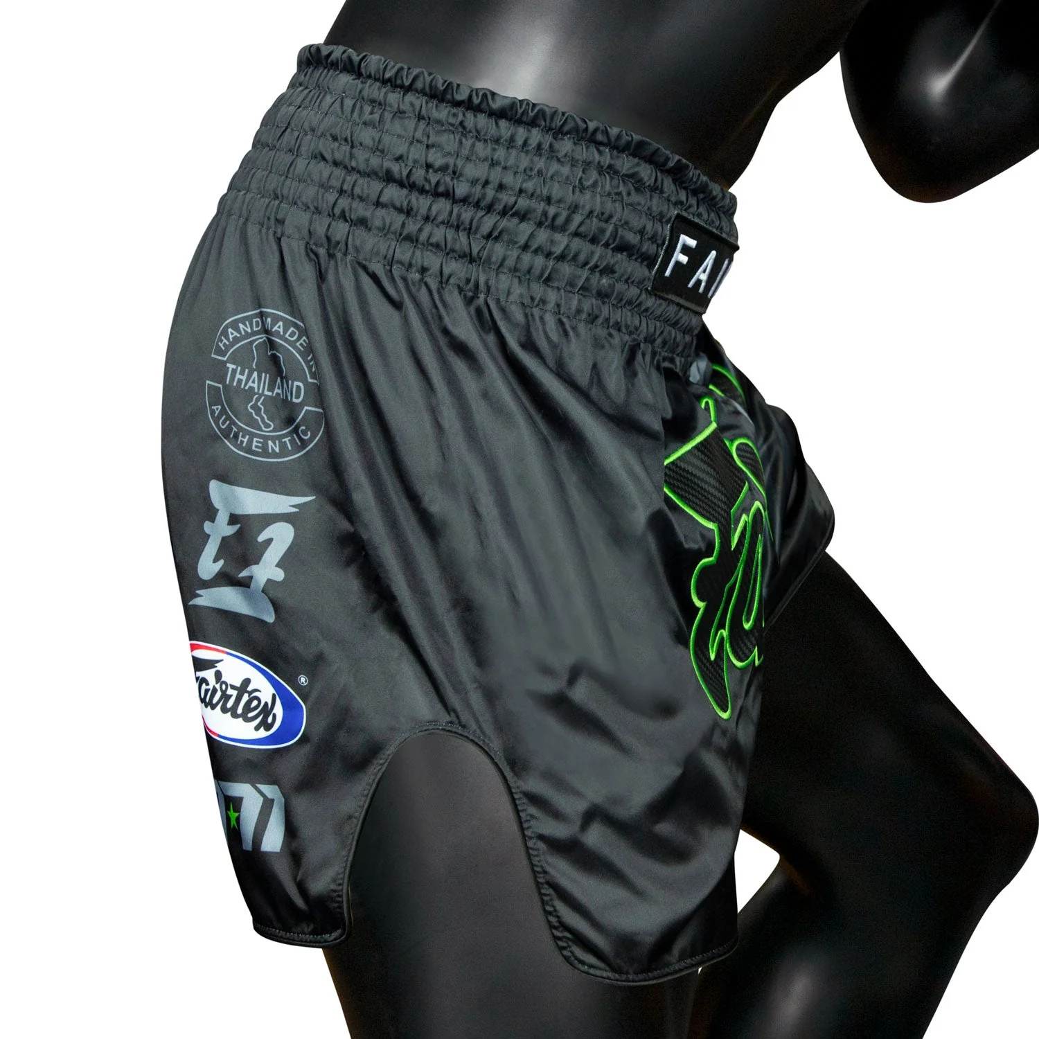 BS1924 Fairtex Racer Muaythai Shorts Black - Image 4