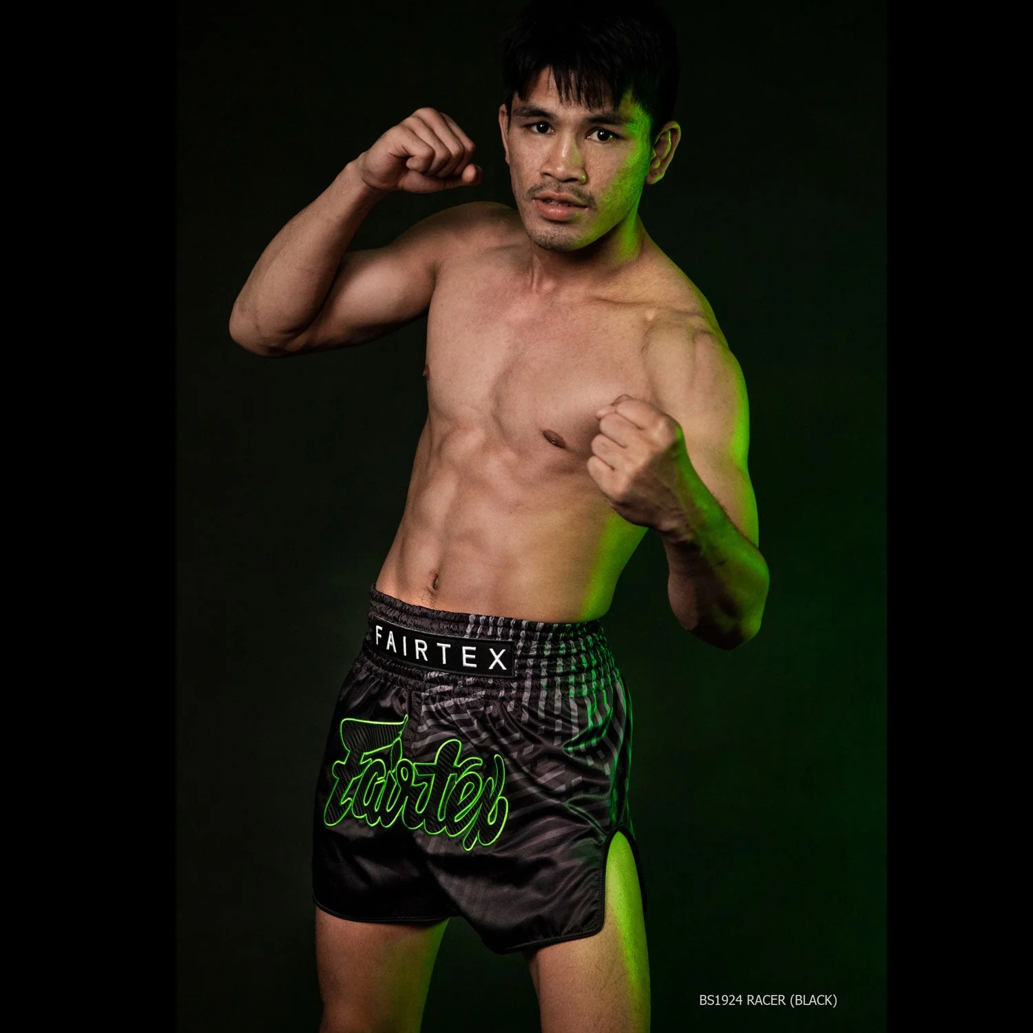 BS1924 Fairtex Racer Muaythai Shorts Black - Image 5