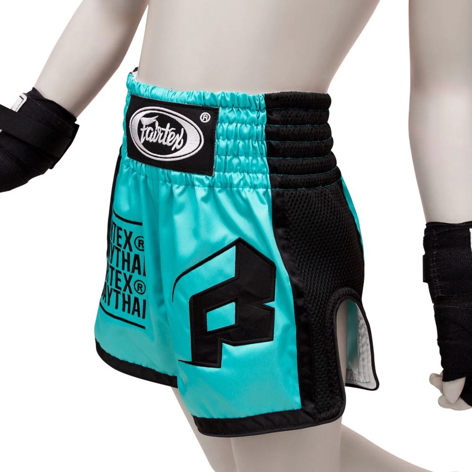 BSK2107 Fairtex Kids Muaythai Shorts Turquoise - Image 4