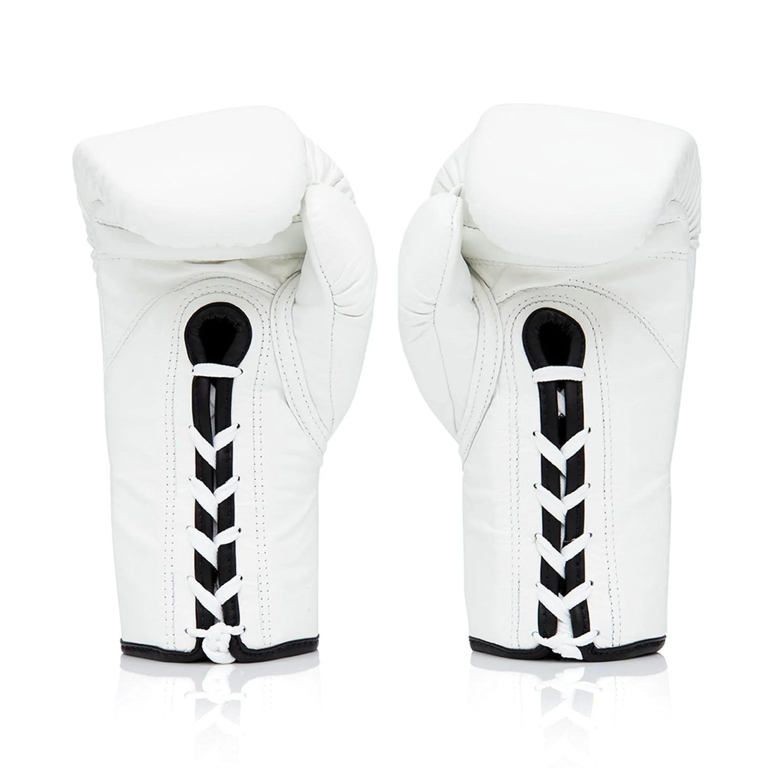 Fairtex BGL6 Lace-up Competition Boxing Gloves - White - Image 3