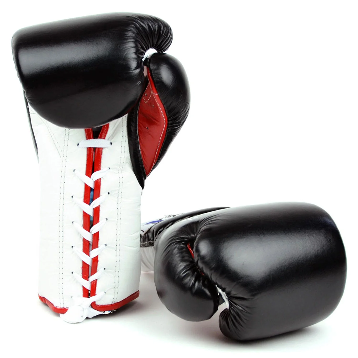 Fairtex BGL7 Mexican-Style Lace-up Training Gloves - Black-White-Red - Image 2
