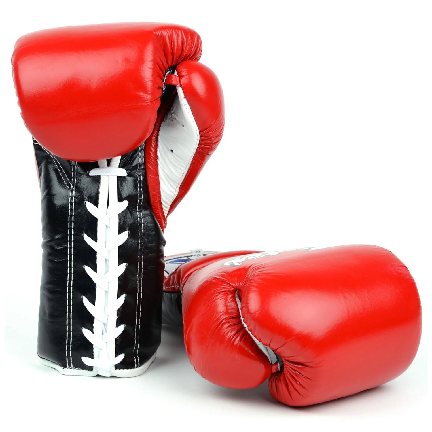 Fairtex BGL7 Mexican-Style Lace-up Training Gloves - Red-Black-White - Image 2