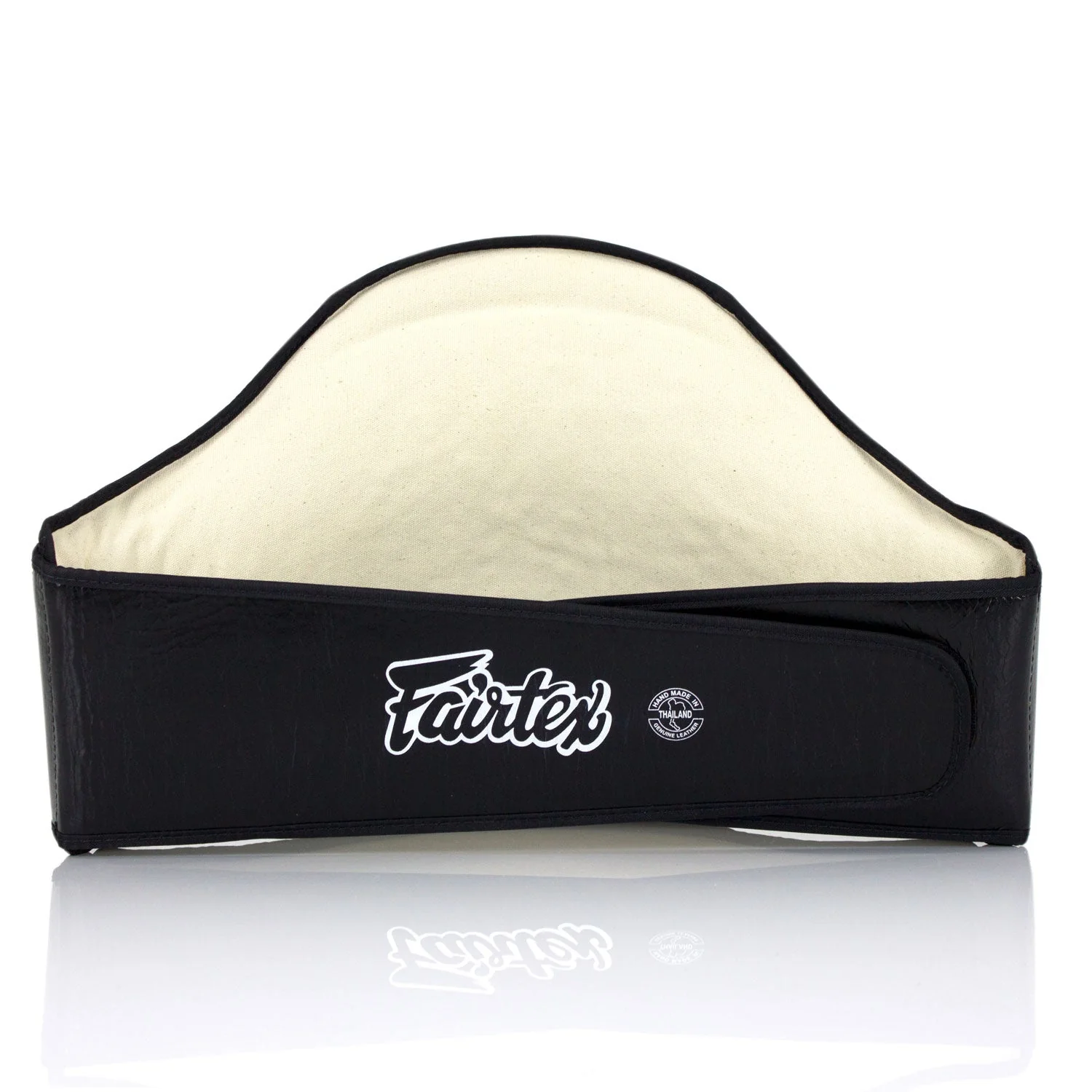 Fairtex BPV1 Standard Leather Belly Pad - White-Black - Image 2