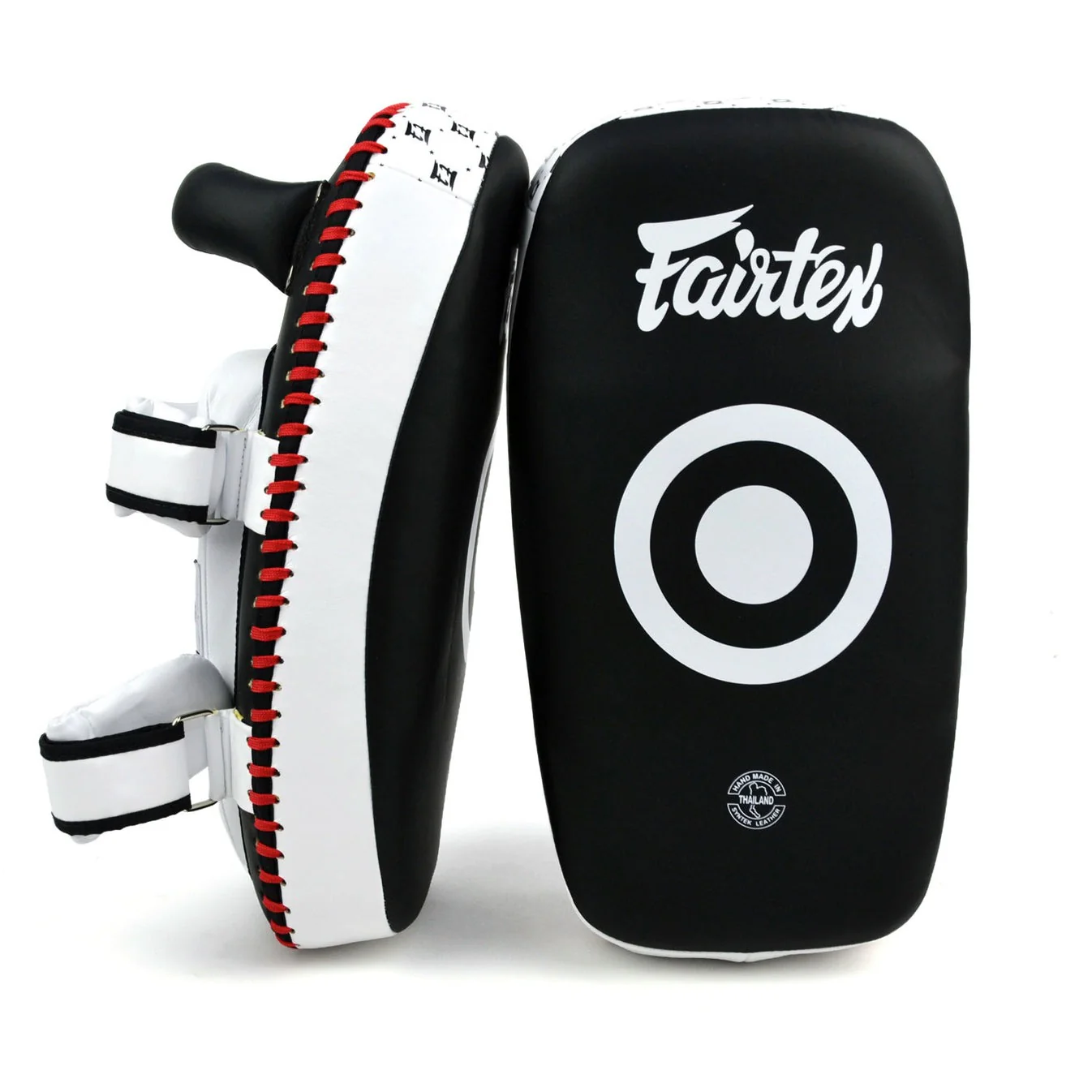 Fairtex KPLC5 Microfibre Thai Kick Pads - Black-White - Image 3