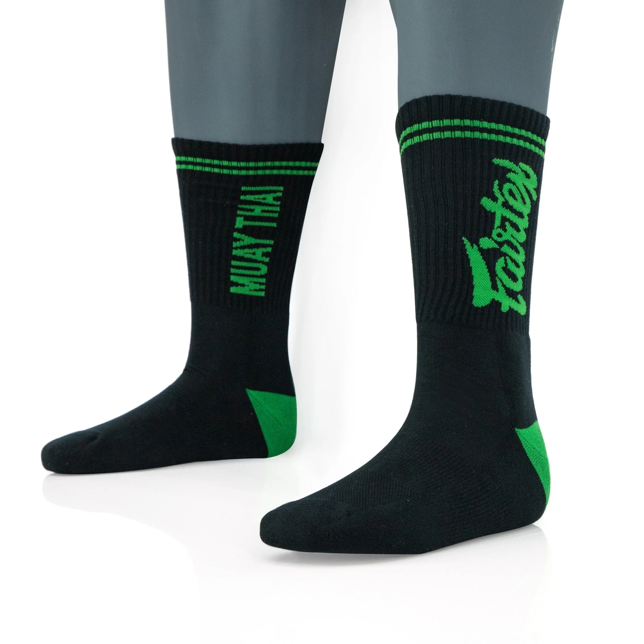 Fairtex Sports Socks Black-Green - Image 2