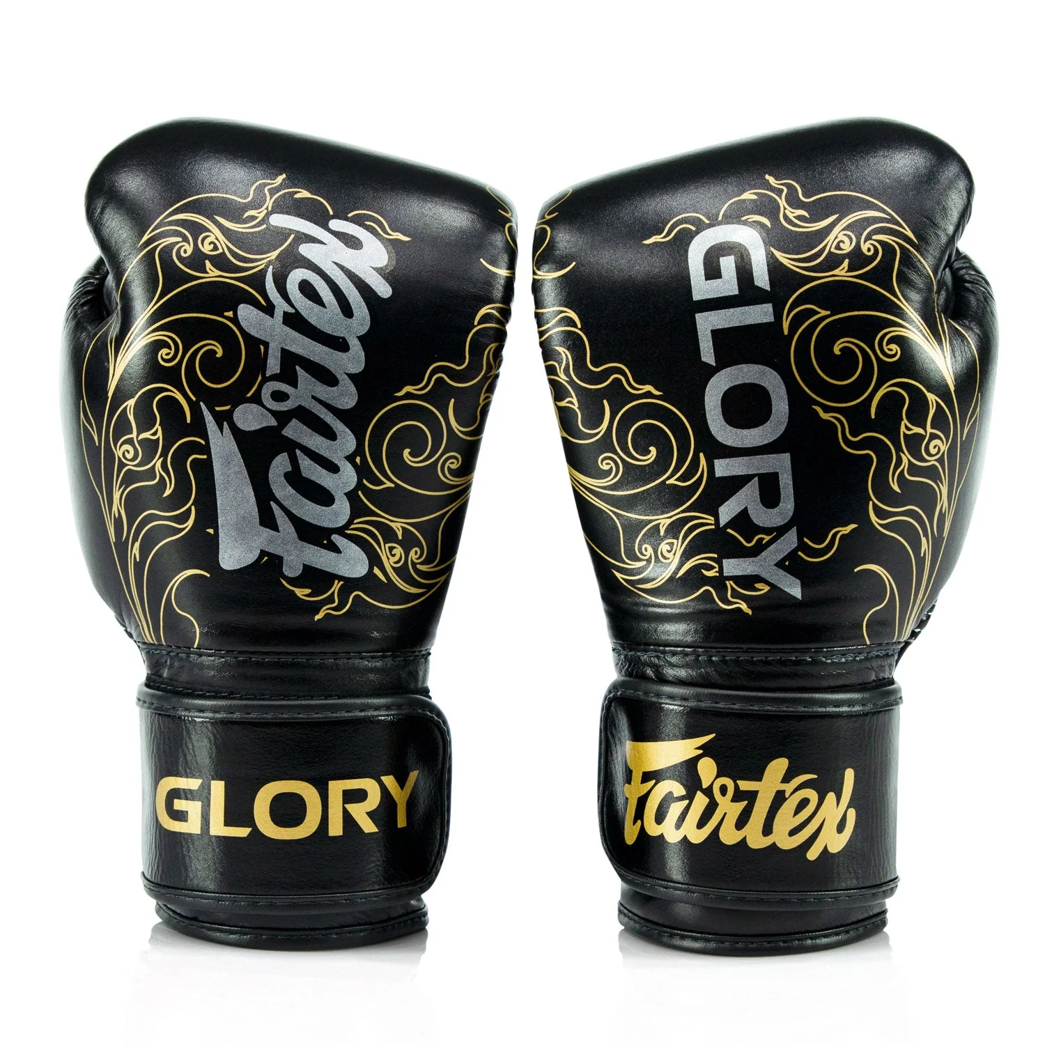 Fairtex X Glory BGVG3 Velcro Boxing Gloves - Black-Gold - Image 2