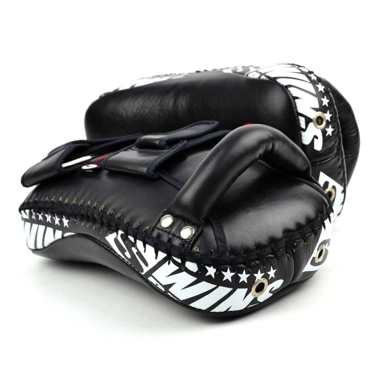 KPL10 Twins Curved Leather Thai Kick Pads Black - Image 4