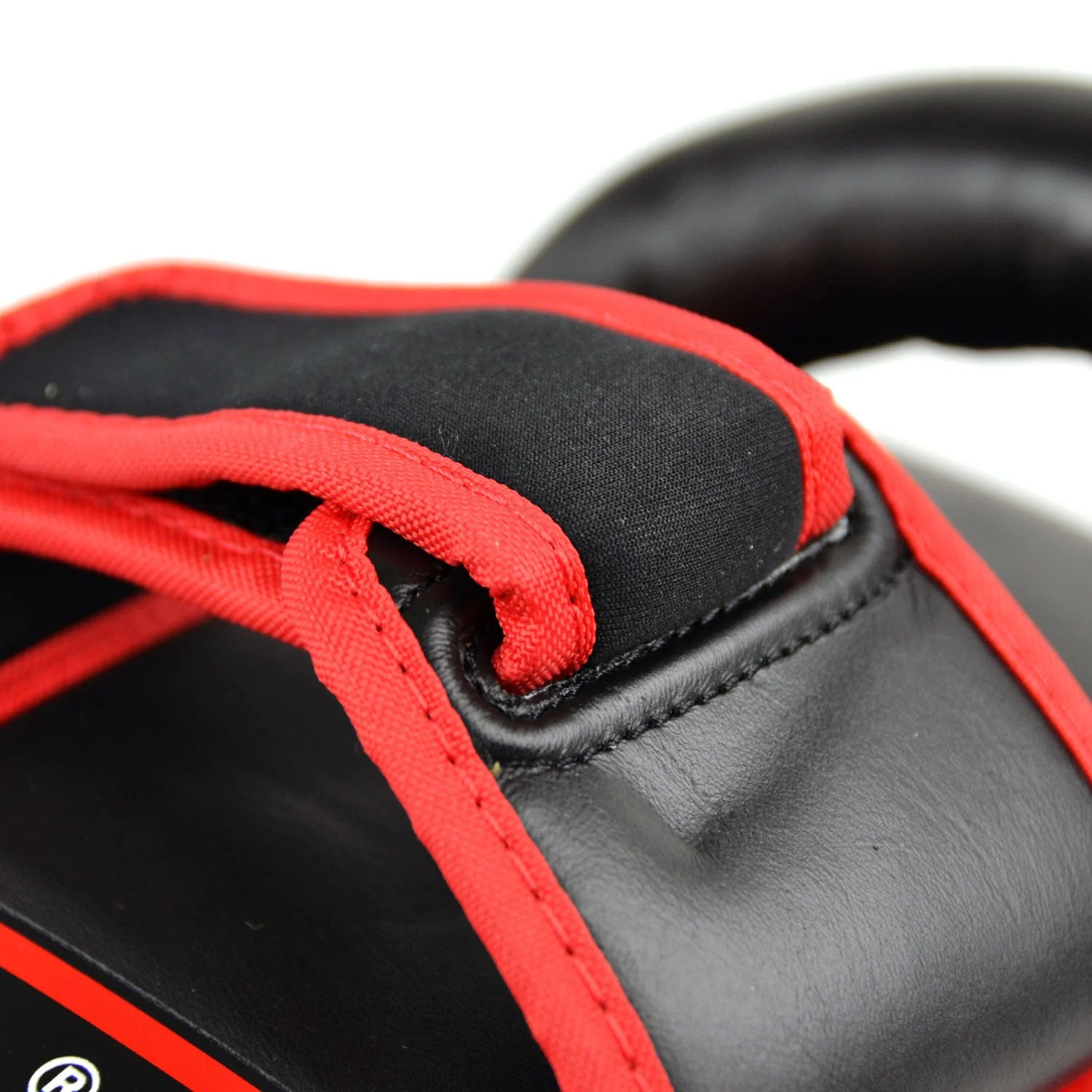 KPL10 Twins Curved Leather Thai Kick Pads Red-Black - Image 6