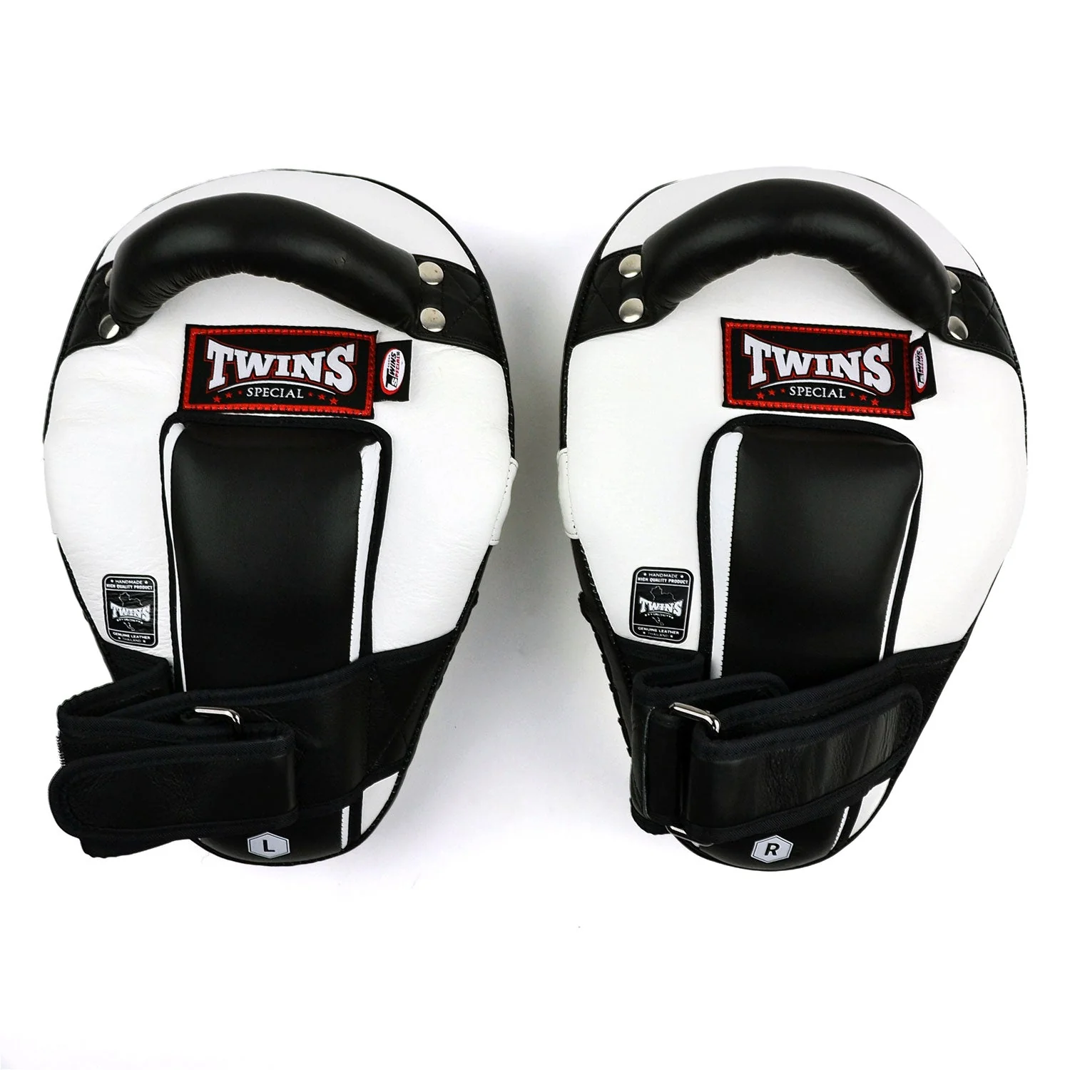 KPL11 Twins Curved Leaf-Shape Kick Pads White-Black - Image 2