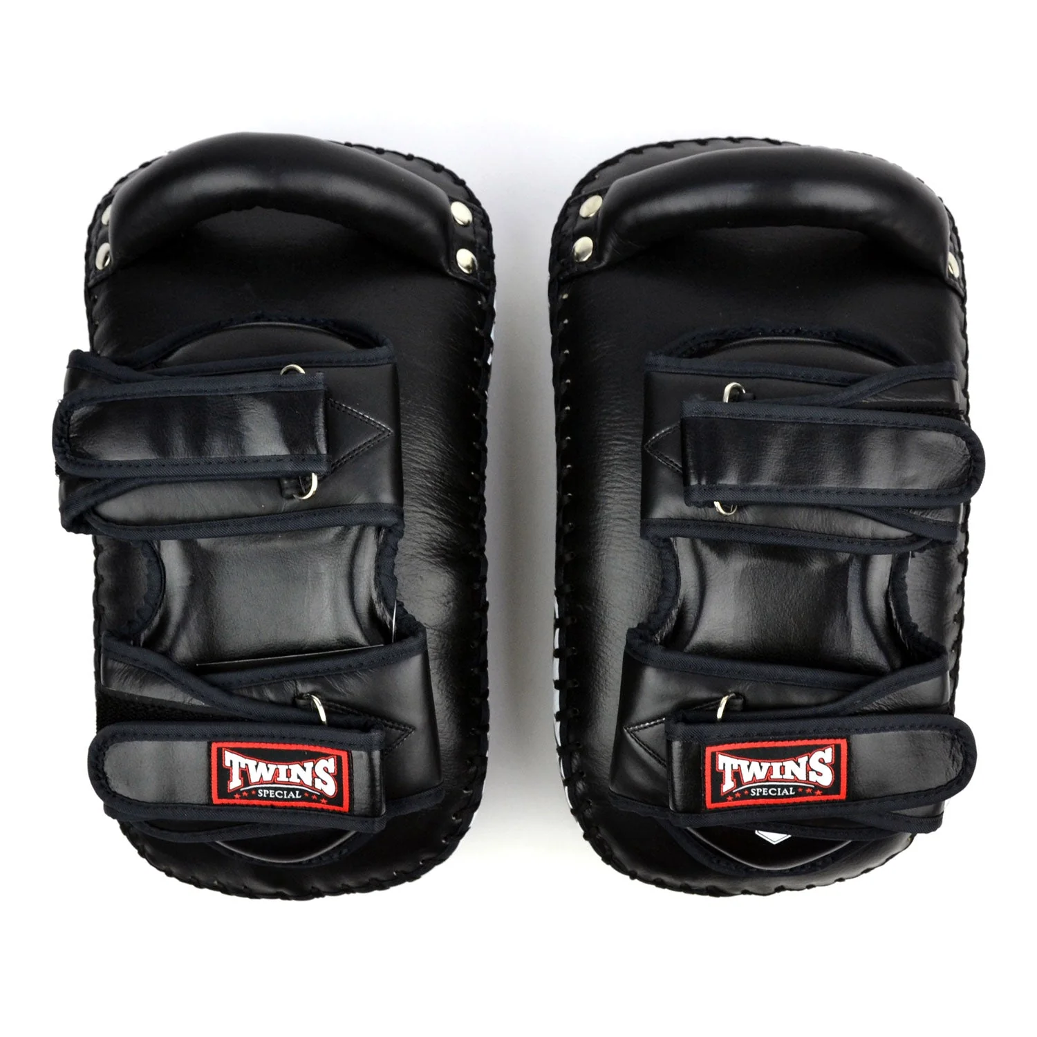 KPL12 Twins Deluxe Curved Leather Kick Pads Black - Image 2