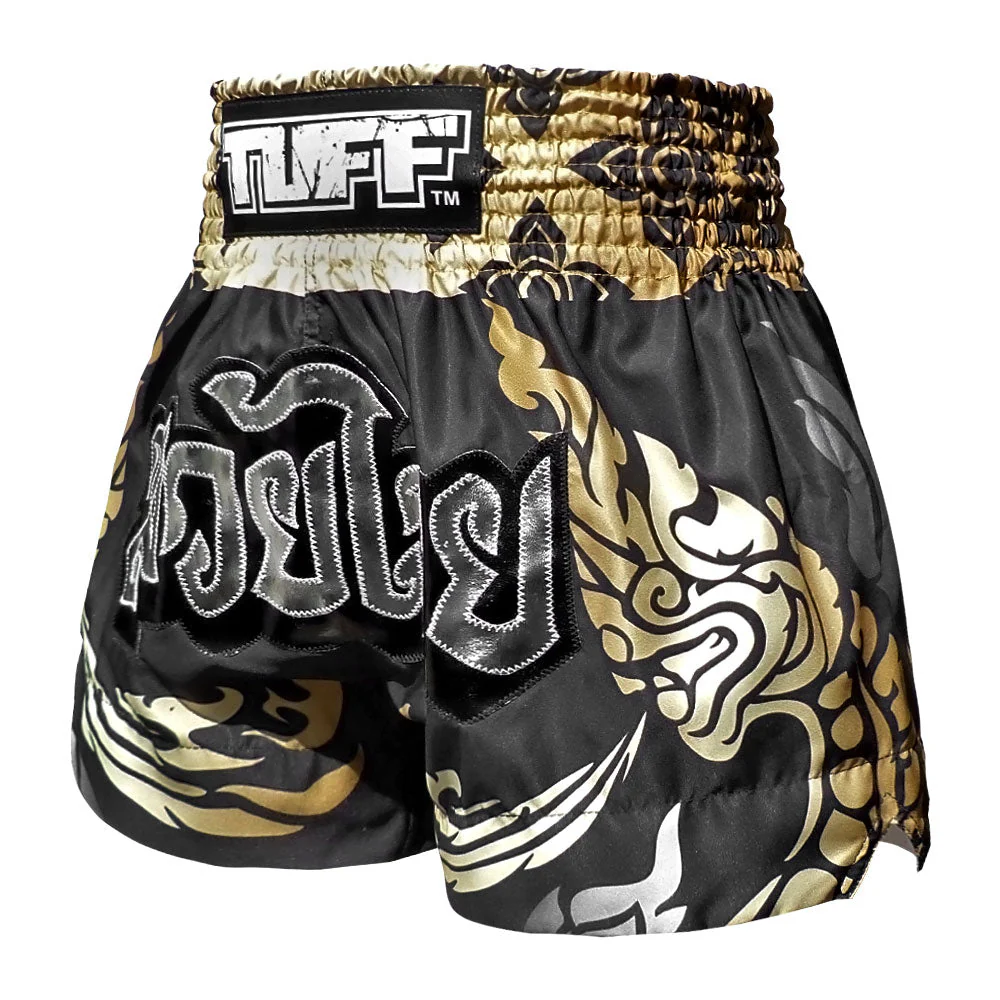 MS631 TUFF Muay Thai Shorts Thai King Of Naga Black - Image 2