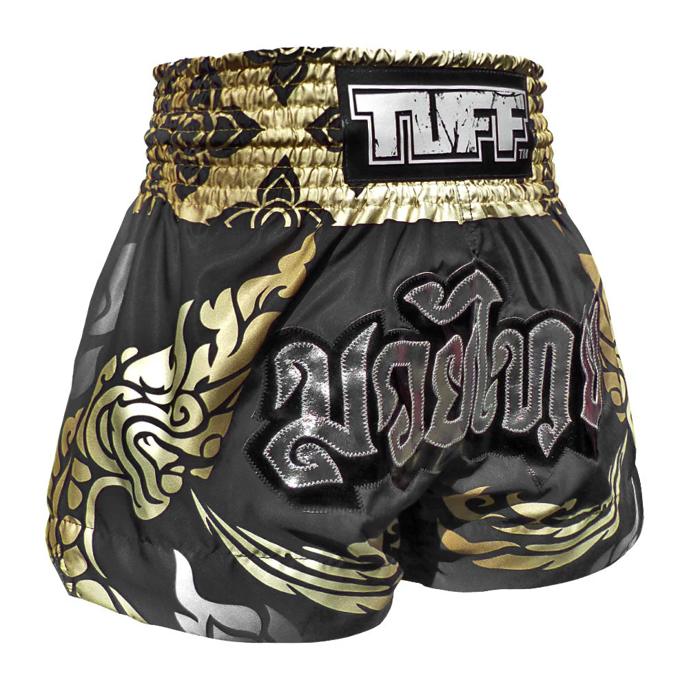 MS631 TUFF Muay Thai Shorts Thai King Of Naga Black - Image 3