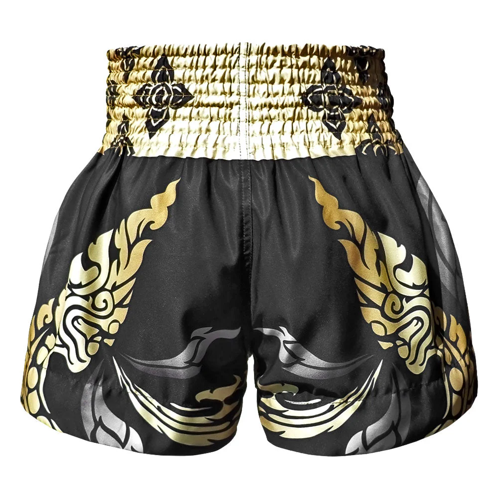 MS631 TUFF Muay Thai Shorts Thai King Of Naga Black - Image 4