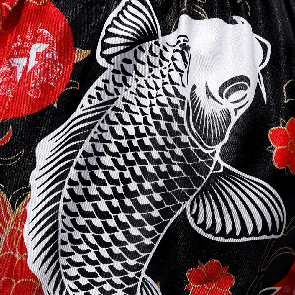 MS638 TUFF Muay Thai Shorts Black Japanese Koi Fish - Image 5