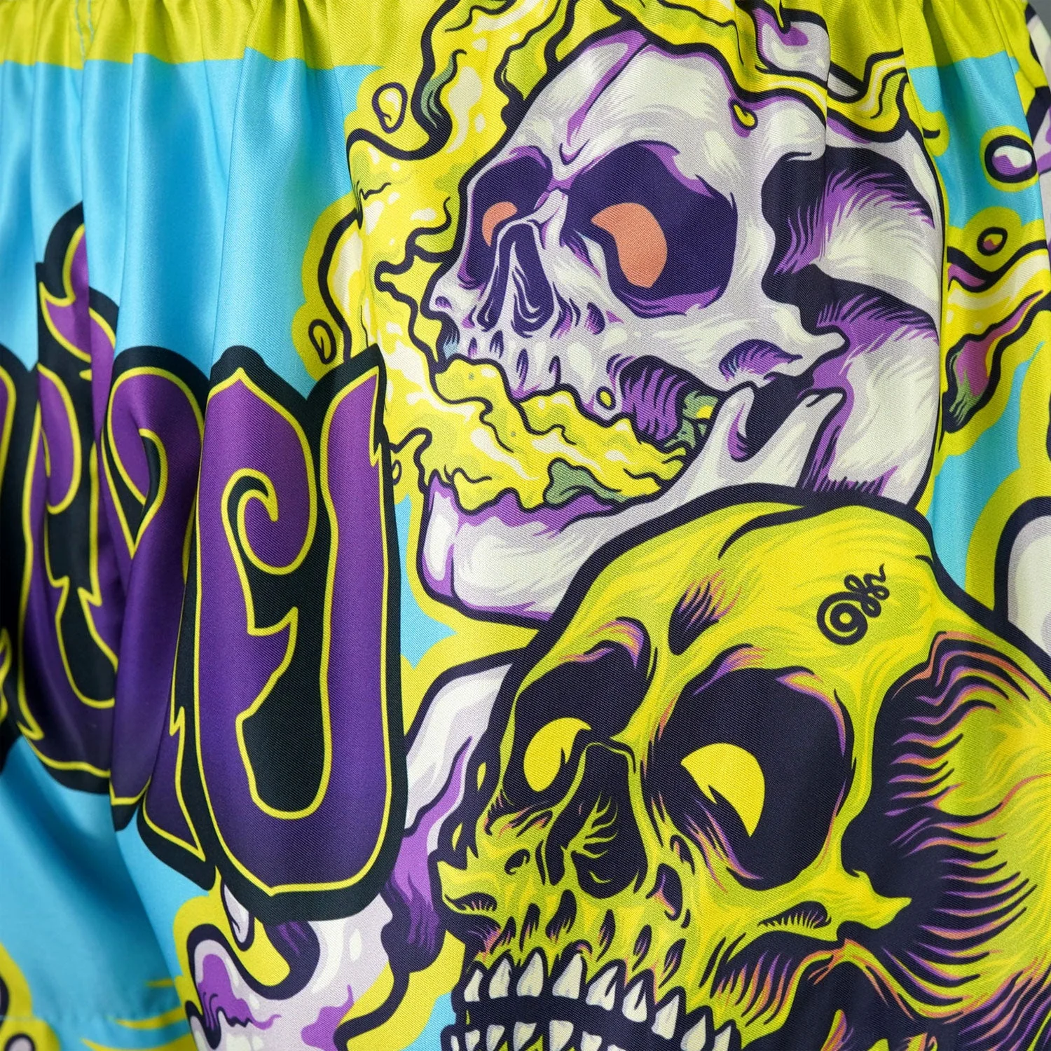 MS682 TUFF Muay Thai Shorts Trippy Skull - Image 5