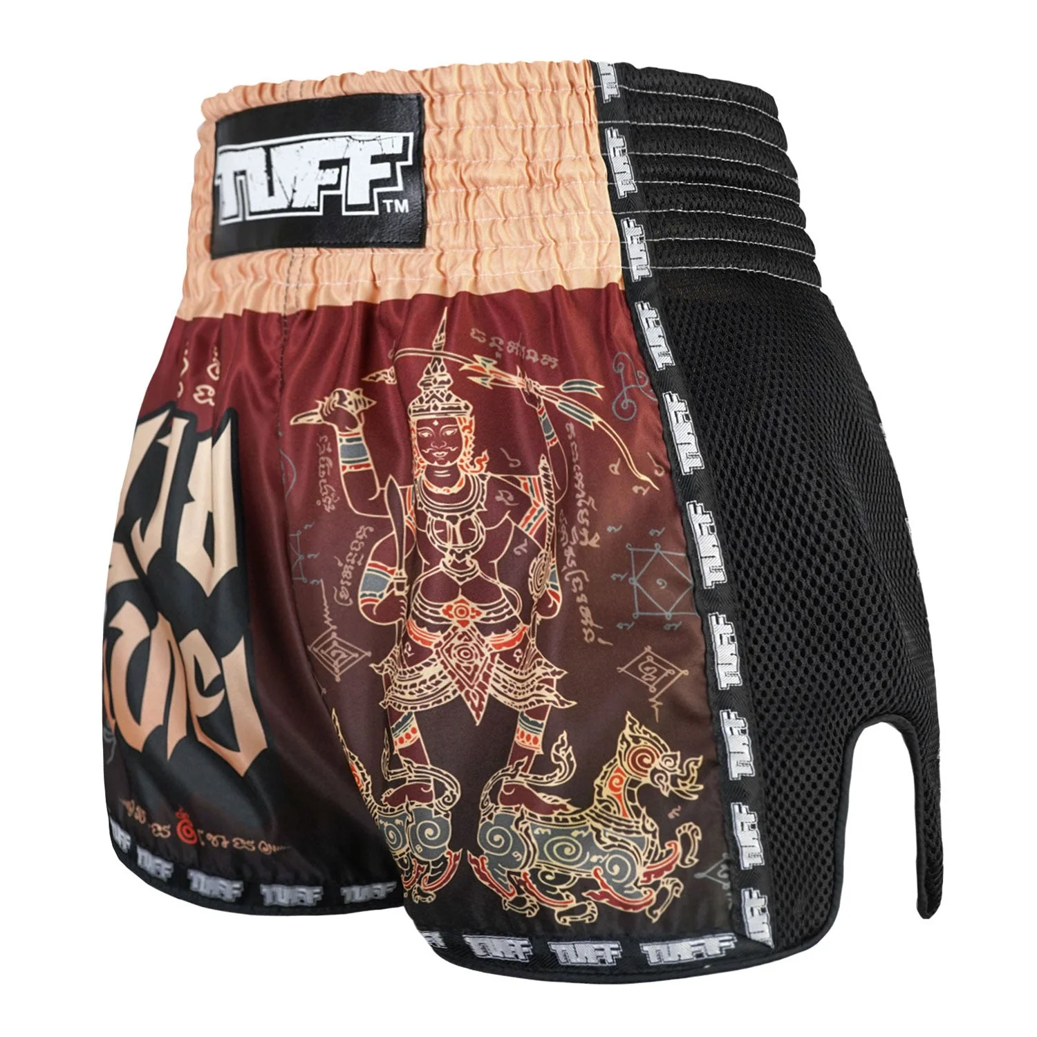 MSC101 TUFF Muaythai Shorts Retro Style Yant Narai Turning the Land - Image 2