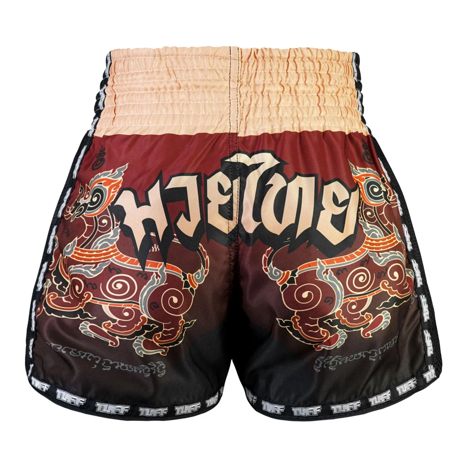 MSC101 TUFF Muaythai Shorts Retro Style Yant Narai Turning the Land - Image 3