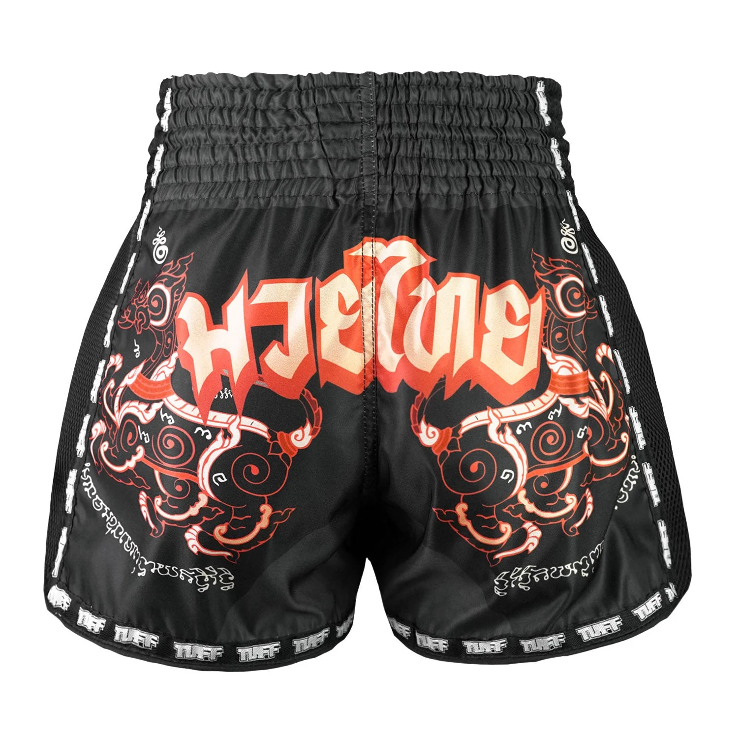 MSC102 TUFF Muaythai Shorts Retro Style Hanuman Flying Raising The Flag - Image 3