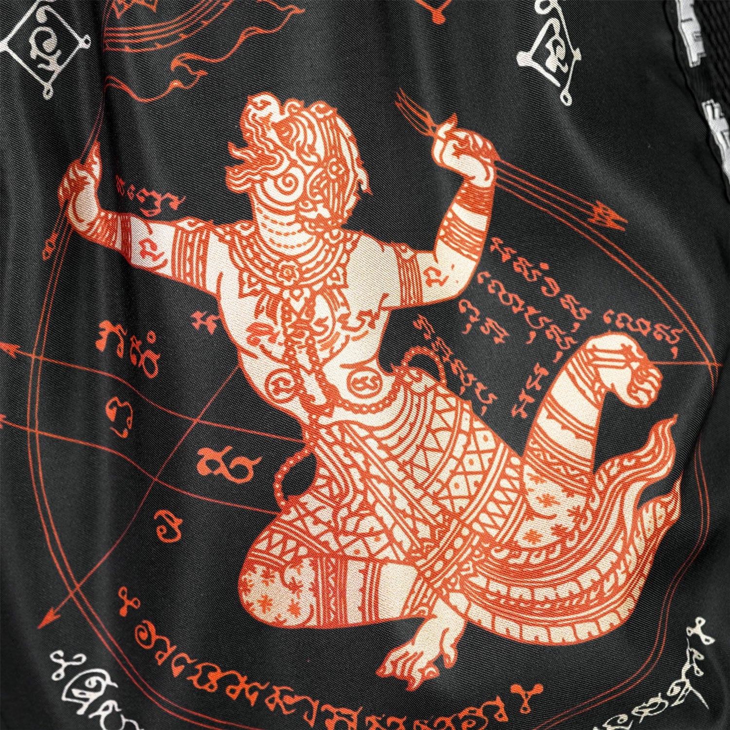 MSC102 TUFF Muaythai Shorts Retro Style Hanuman Flying Raising The Flag - Image 5