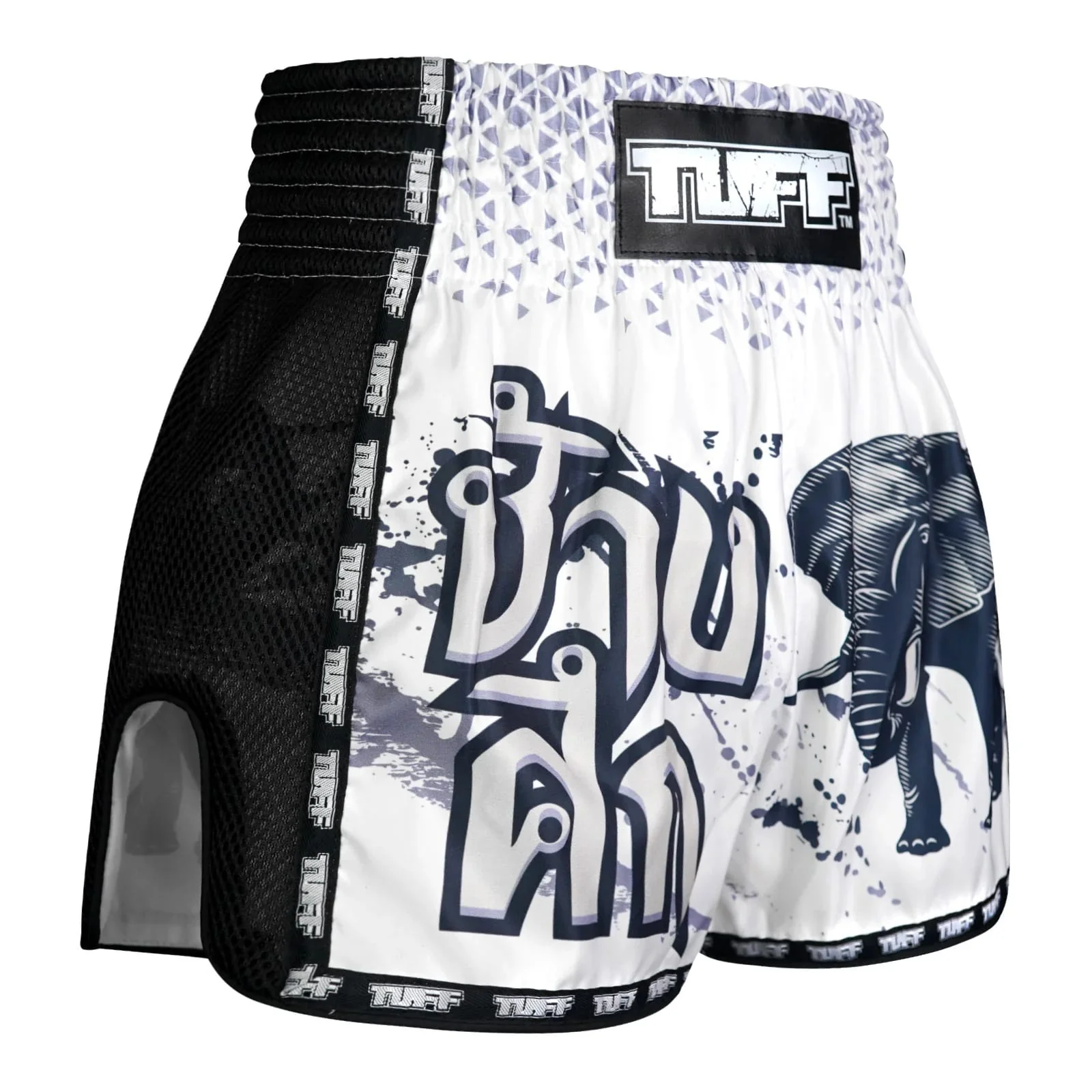 MSC112 TUFF Muaythai Shorts Retro Style War Elephant - Image 4