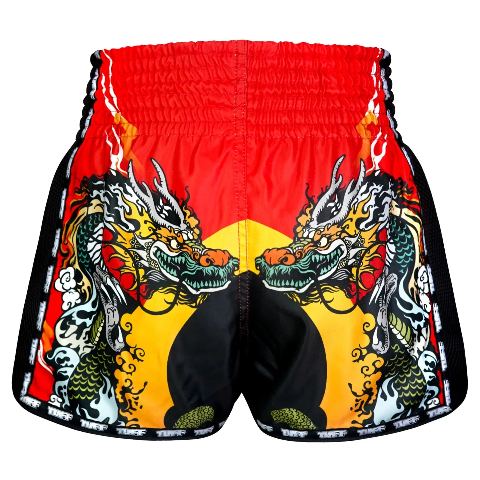 MSC113 TUFF Muaythai Shorts Retro Style Chinese Dragon and Tiger - Image 3