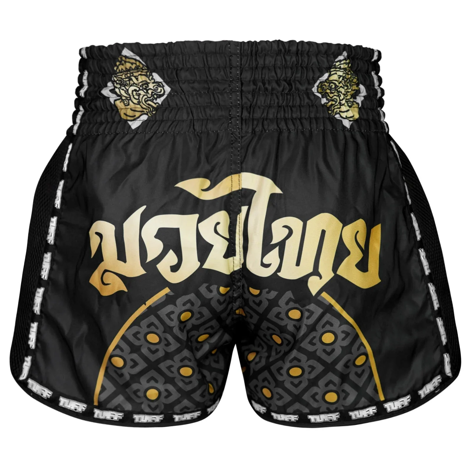 MSC117 TUFF Muaythai Shorts Retro Style Singha Yantra with War Flag - Image 3