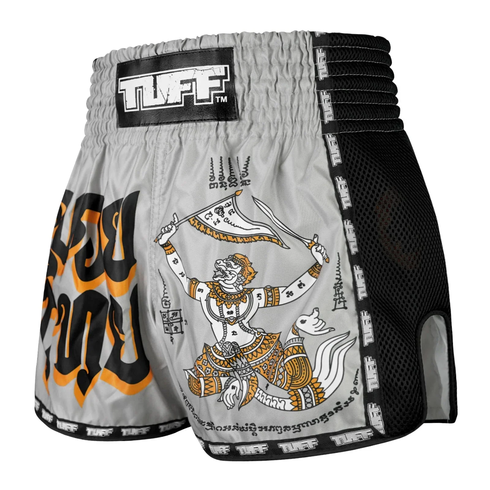 MSC118 TUFF Muaythai Shorts Retro Style Hanuman Yantra with War Flag - Image 2