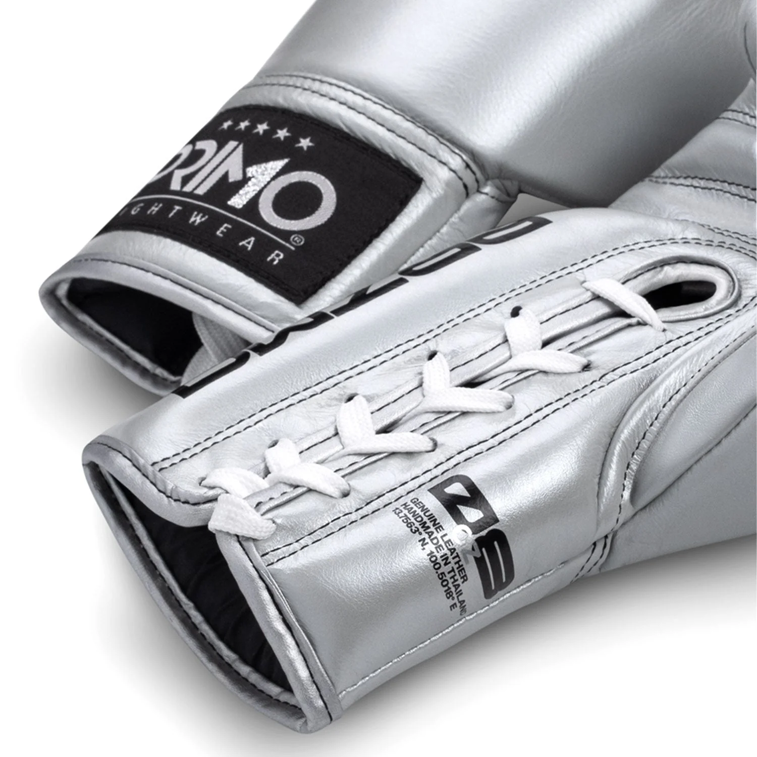 Primo Mamba Series Pro Lace-Up Boxing Gloves - Silver - Image 2