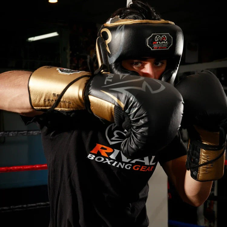 Rival RS100 Professional Sparring Gloves Black/Gold - Image 2
