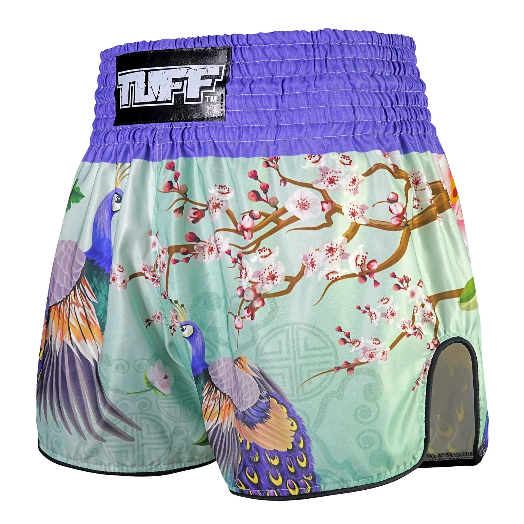 RMS112 TUFF High-Cut Retro Muaythai Shorts Yugana Kujaku The Elegance Peacock - Image 2