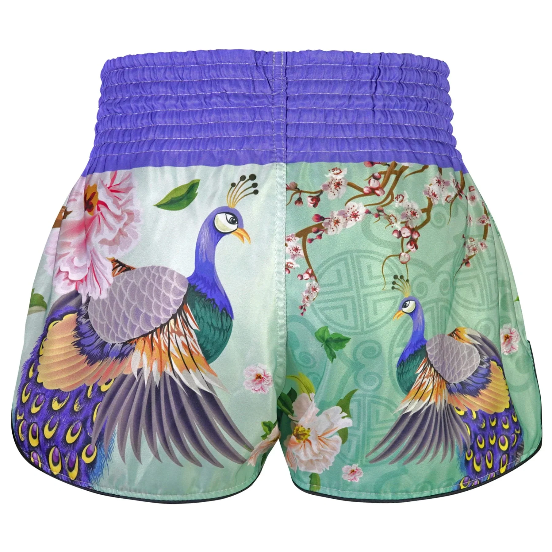 RMS112 TUFF High-Cut Retro Muaythai Shorts Yugana Kujaku The Elegance Peacock - Image 3