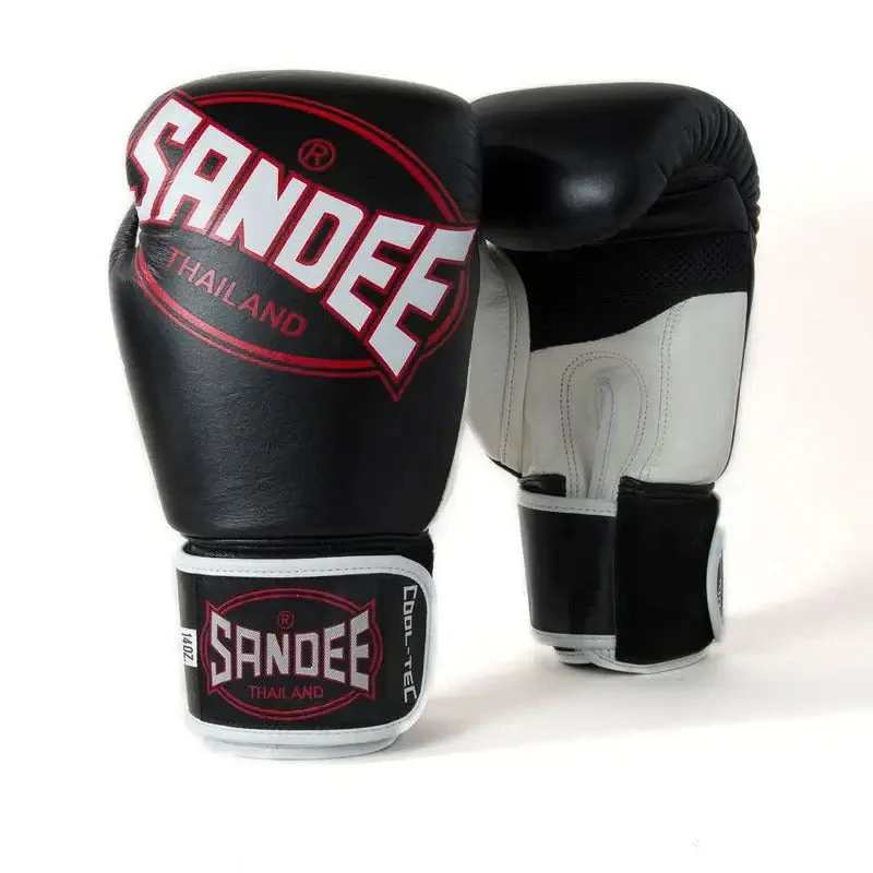 Sandee Cool-Tec 3 Tone Muay Thai Gloves Black White - Image 2