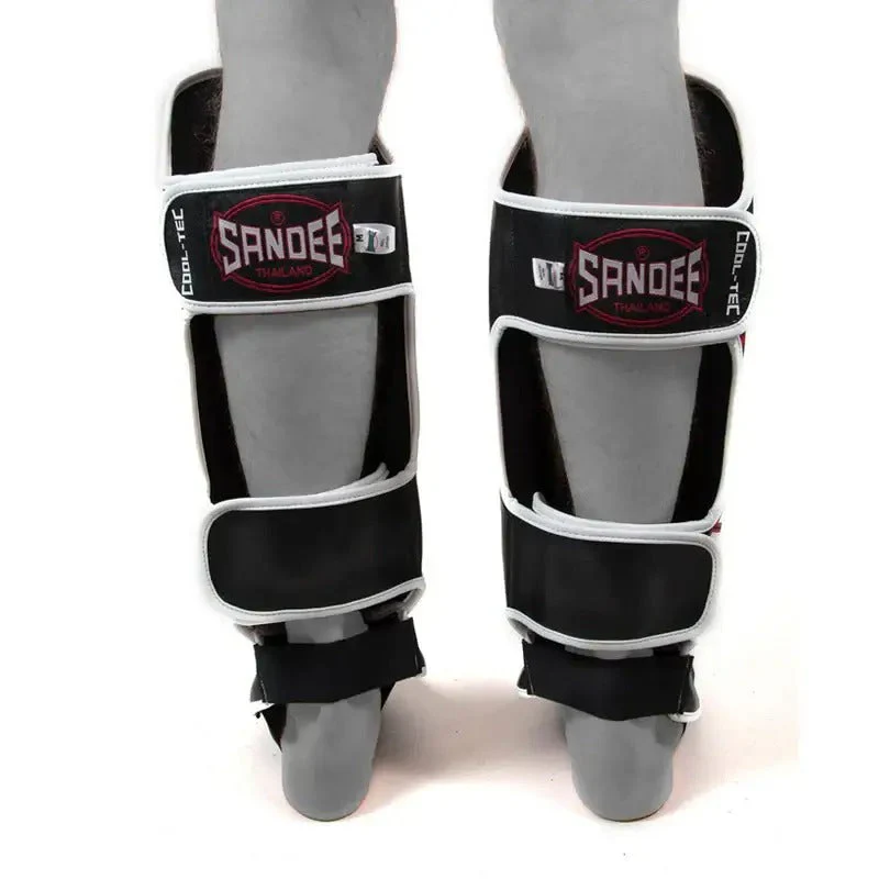 Sandee Cool-Tec Shin Guards Black/White/Red - Image 4