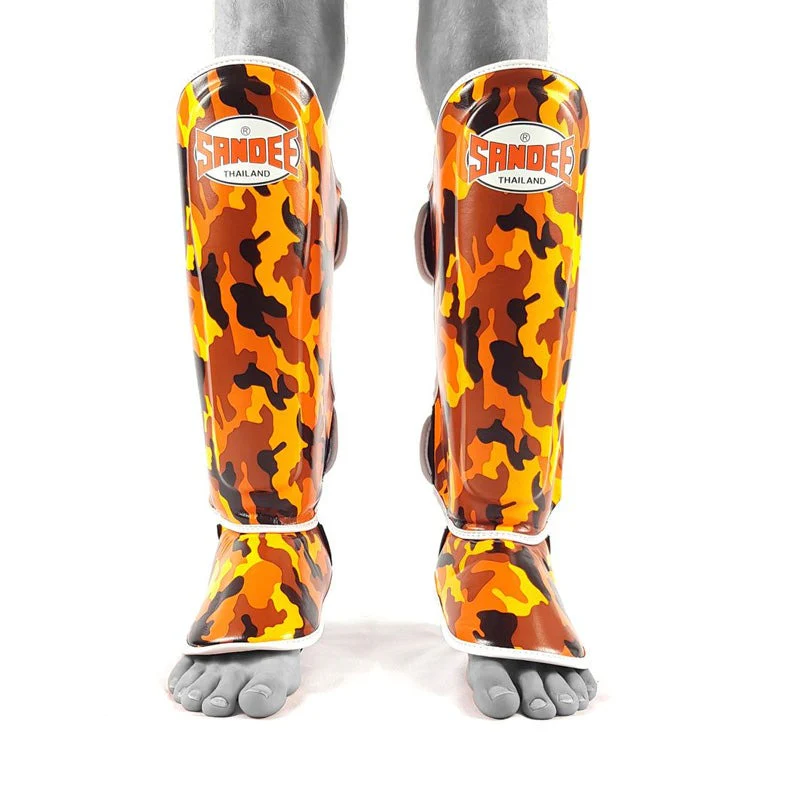 Sandee Kids Shin Guards Camo Orange - Image 3