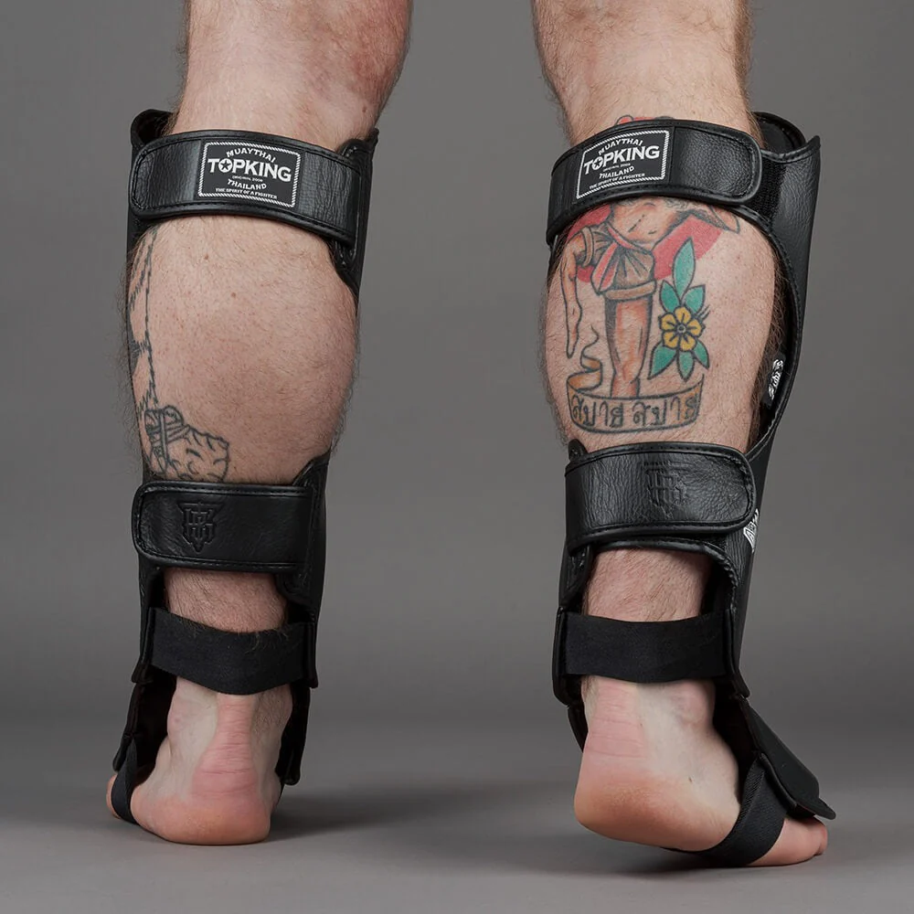Top King TKSGP-GL Pro Leather Shin Guards Black - Image 6