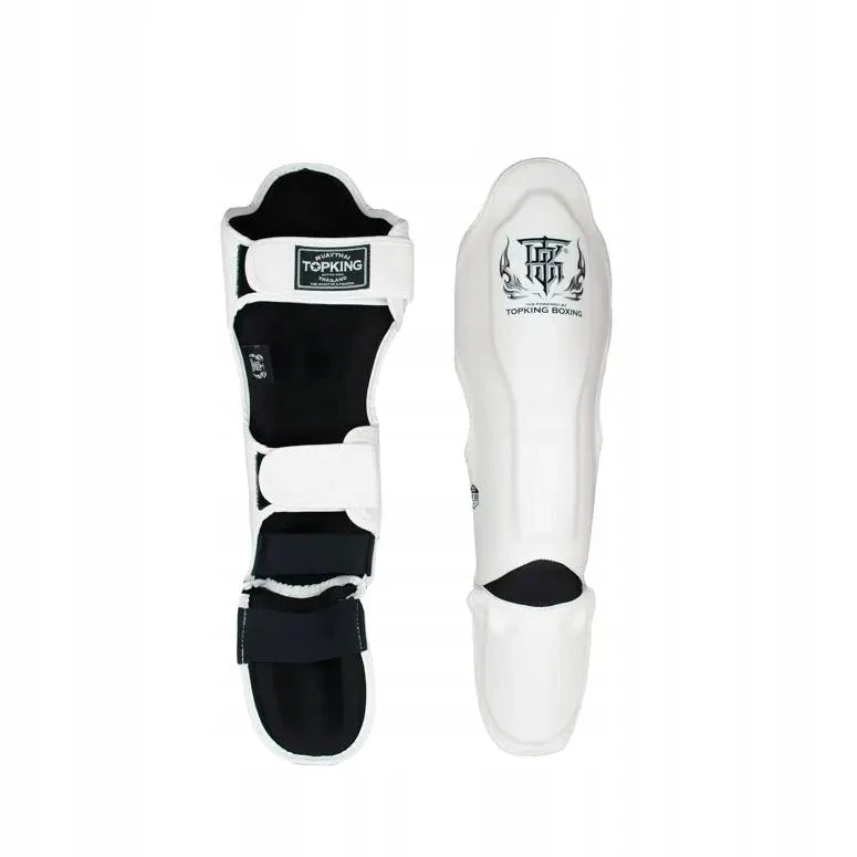 Top King TKSGP-GL Pro Leather Shin Guards White - Image 2