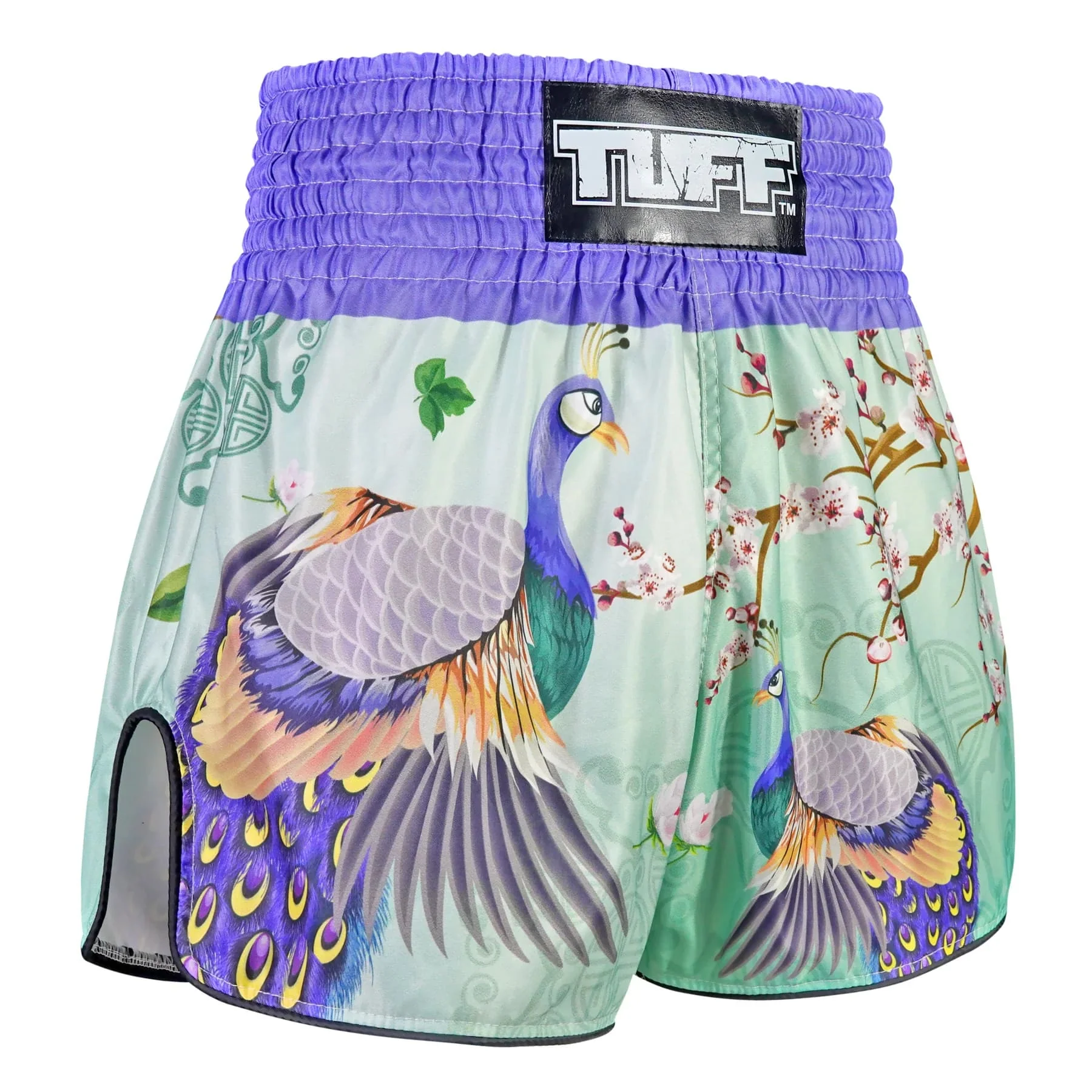 TUFF High-Cut Retro Muaythai Shorts - RMS112 - Yugana Kujaku The Elegance Peacock - Image 4
