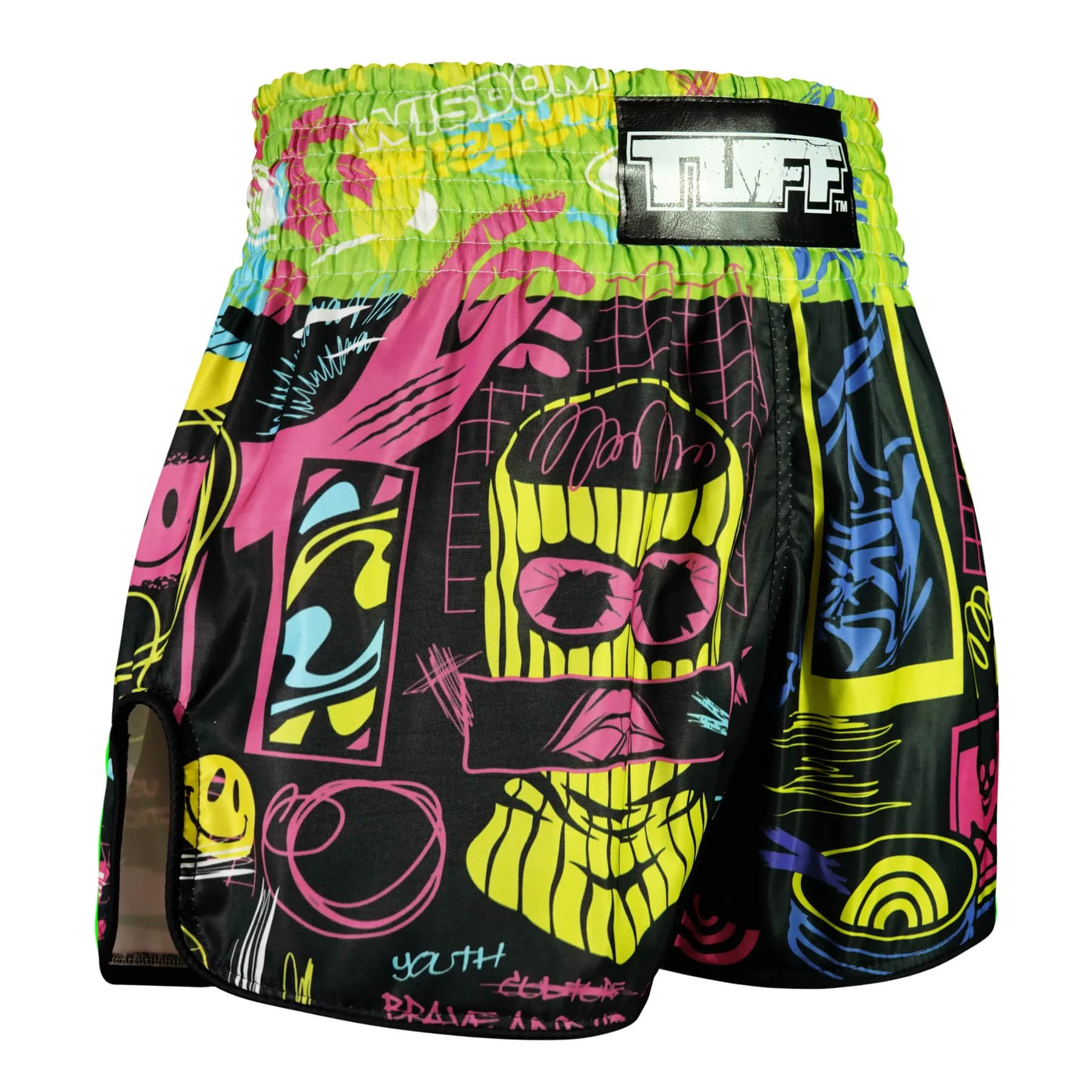 TUFF High-Cut Retro Muaythai Shorts - RMS119 - Neon Graffiti - Image 4
