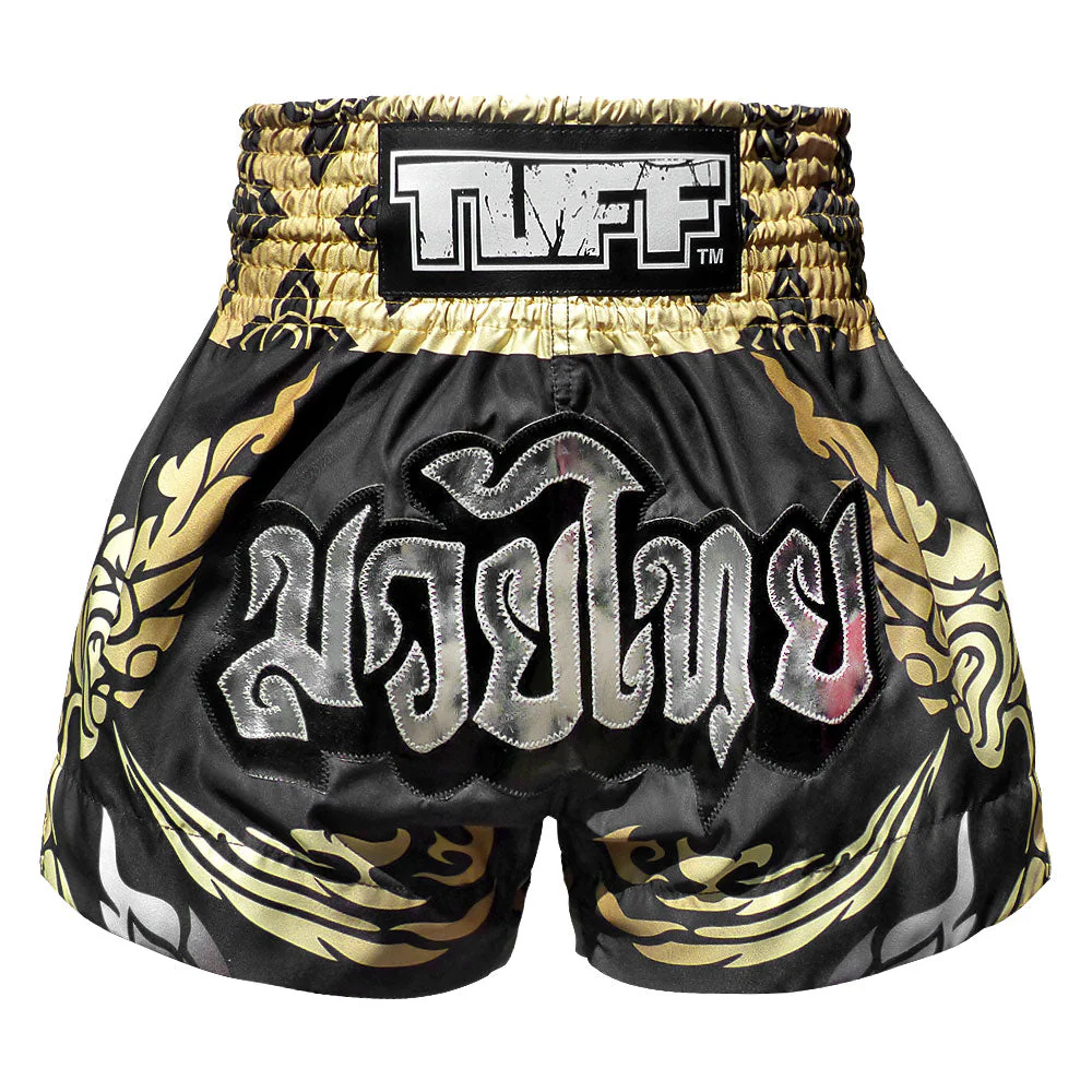 TUFF Muay Thai Shorts - MS631 - Thai King Of Naga Black - Image 3