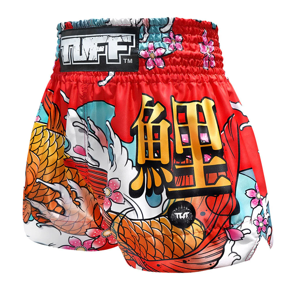 TUFF Muay Thai Shorts - MS637 - Red Japanese Koi Fish - Image 2
