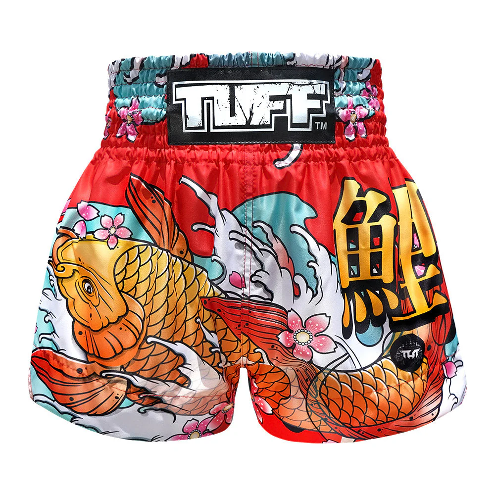 TUFF Muay Thai Shorts - MS637 - Red Japanese Koi Fish - Image 3