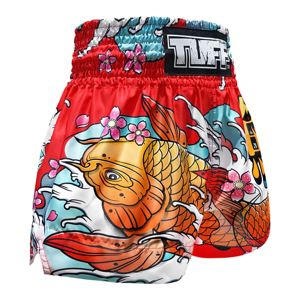 TUFF Muay Thai Shorts - MS637 - Red Japanese Koi Fish - Image 4