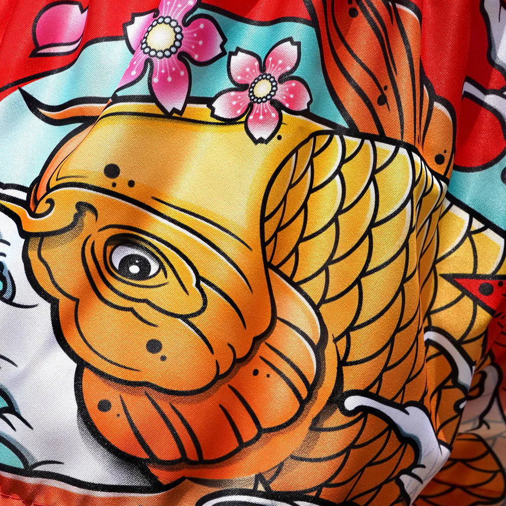 TUFF Muay Thai Shorts - MS637 - Red Japanese Koi Fish - Image 5