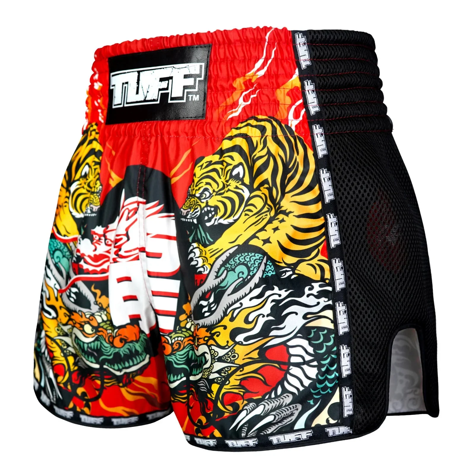 TUFF Muaythai Shorts Retro Style - MSC113 - Chinese Dragon and Tiger - Image 2