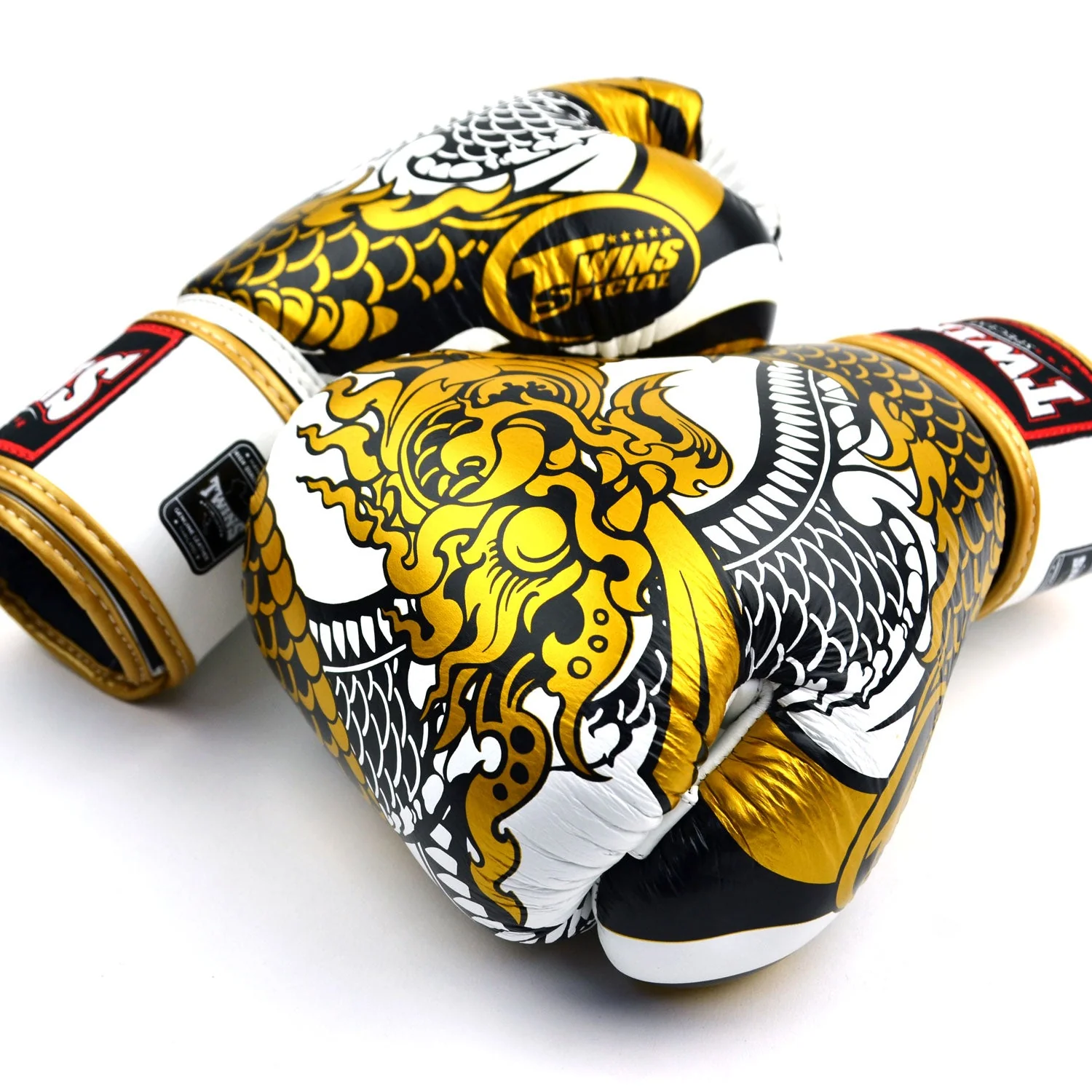 Twins Special FBGVL4-52 Boxing Gloves - Nagas - White-Gold - Image 2