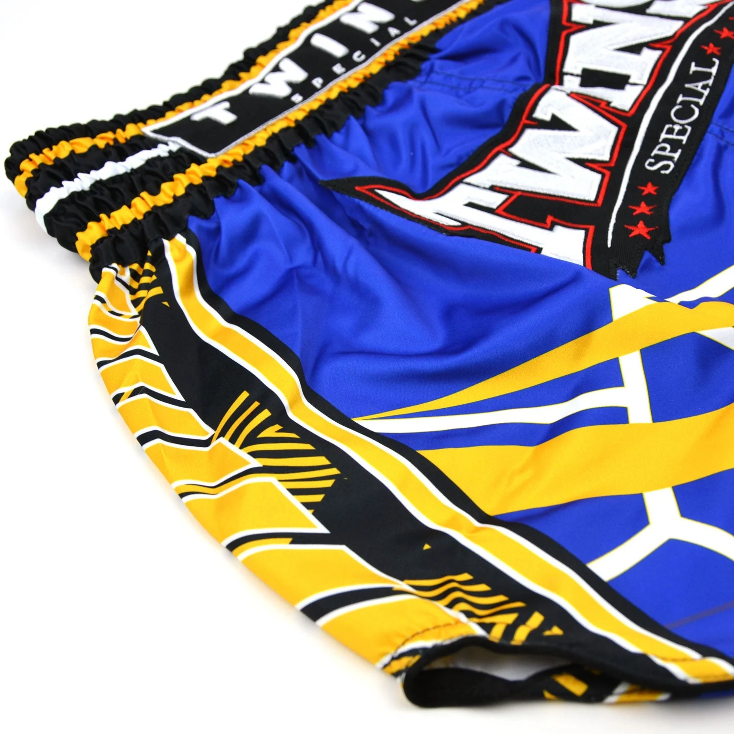 Twins Special Muaythai Shorts - RACING Blue-Yellow - Image 3