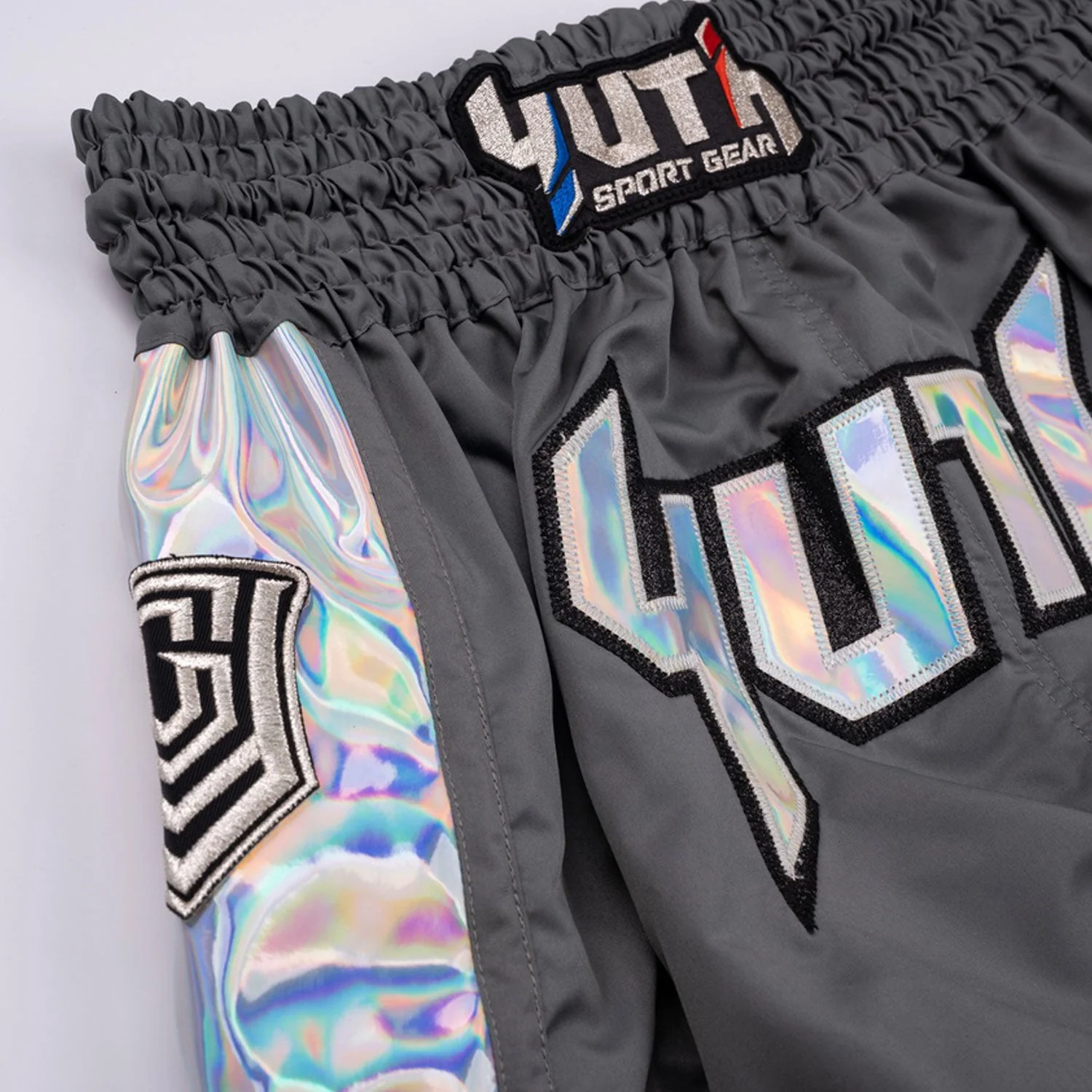 Yuth Hologram Muaythai Shorts Grey-Silver - Image 2